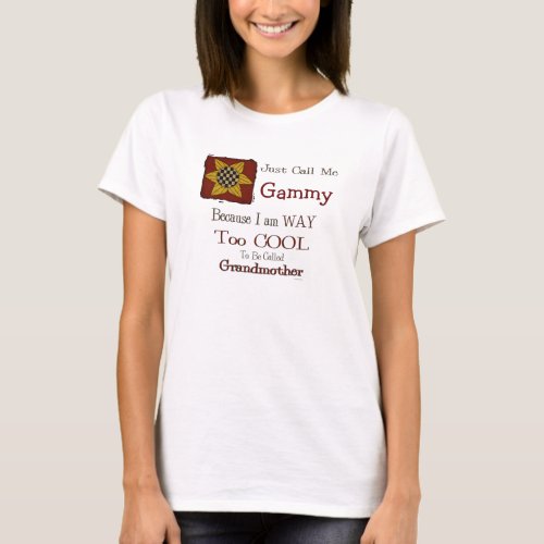 Call Me Gammy Cool Grandma T_shirt Prim Sunflower