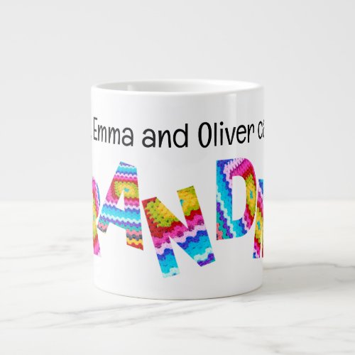 Call Me Grandma Crochet Letters Child Names Giant Coffee Mug