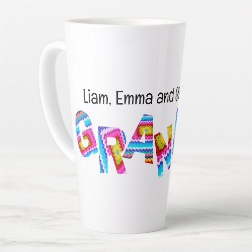 Call Me Grandma Crochet Letters Child Names Latte Mug