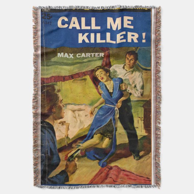 Call Me Killer pulp fiction cover Throw Blanket (Front Vertical)
