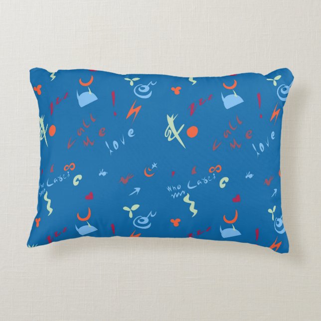 "Call Me Love" Pattern Accent Pillow (Back)