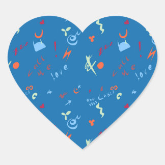 "Call Me Love" Pattern Heart Sticker