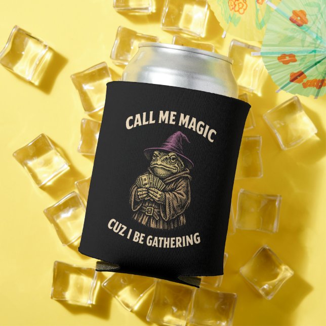Call Me Magic Cuz I Be Gathering Funny Wizard Frog Can Cooler (In Situ Summer)