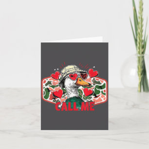 Call Me Mallard Duck Camo Hunting Hunter Valentine Letterpress Thank You Card