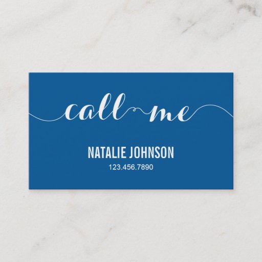 Customizable Call Me Modern Calling Card - Blue Business Card Templates