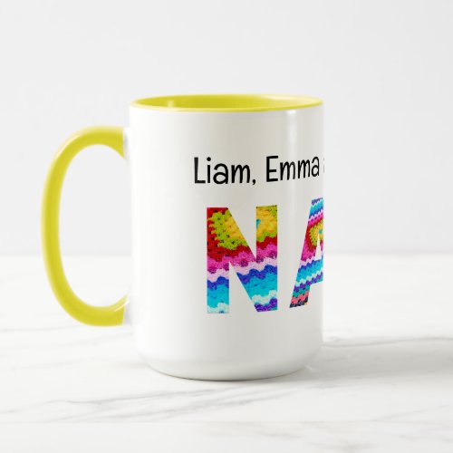 Call Me Nana Crochet Letters Child Names Mug