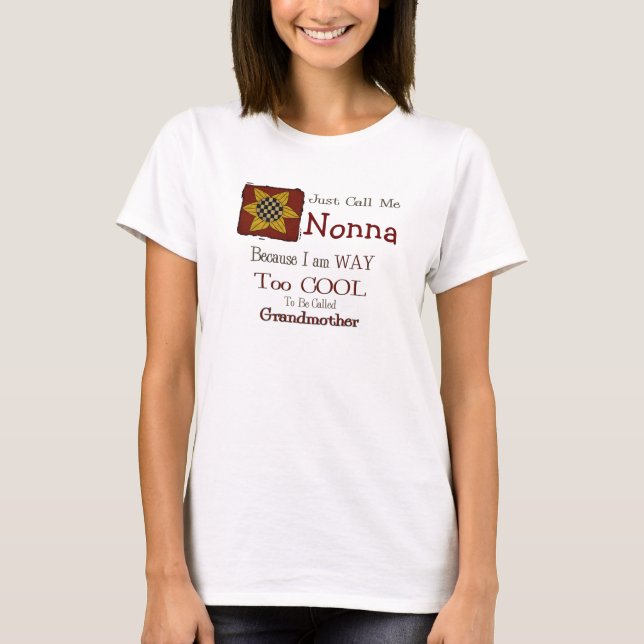 Call Me Nonna Cool Grandma T-shirt Prim Sunflower (Front)