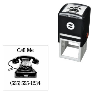 Call Me Old Fashion Telephone Custom Phone Number Self-inking Stamp