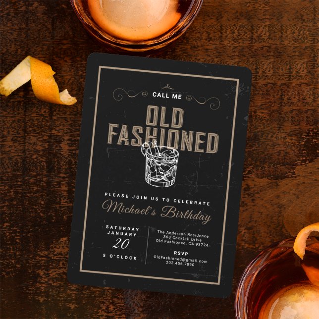 Call Me Old Fashioned Cocktail  Birthday Party  Invitation (Creator Uploaded)