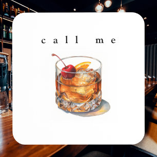 Call Me Old Fashioned Drink / Vintage Cocktail Bar Beverage Coaster