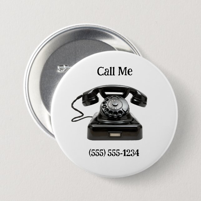 Call Me Old Fashioned Telephone Personalized Phone Button (Front & Back)