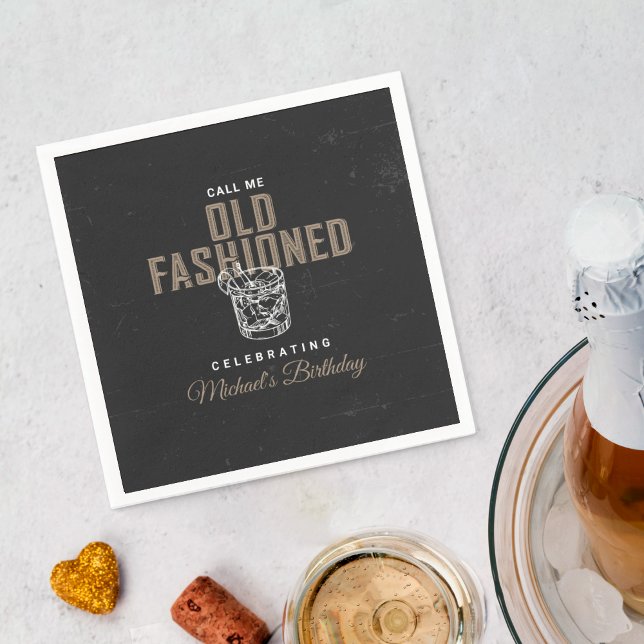 Call Me Old Fashioned Whiskey Cocktail Birthday Napkins (Creator Uploaded)