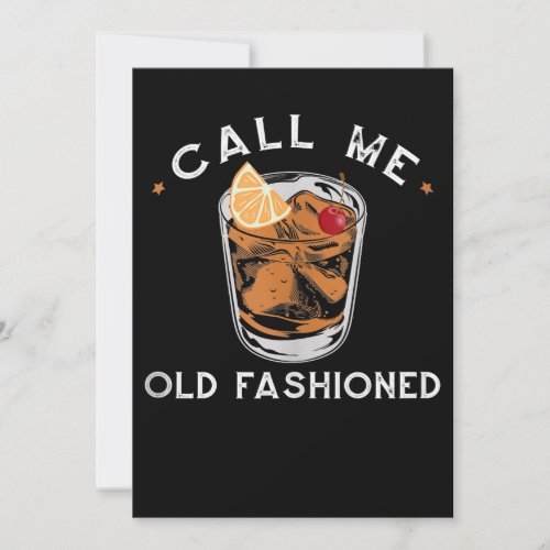 Call Me Old Fashioned Whiskey Drinking Cocktail Thank You Card