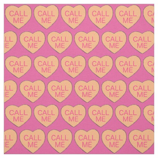 Call Me Pink Orange Candy Hearts Valentine's Day Fabric