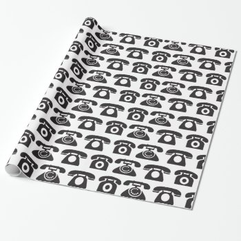 Call Me Retro Telephone Wrapping Paper Template by dawnfx at Zazzle