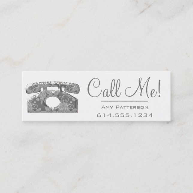 Call Me! Silver Telephone Dating Profile Cards (Front)