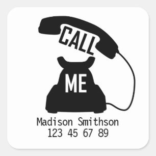 Call me Vintage telephone black and white Square Sticker