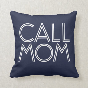 Call Mom Navy & White Decorative Throw Pillow