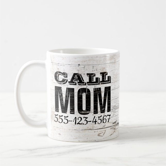 Call Mom Phone Number Coffee Mug (Left)