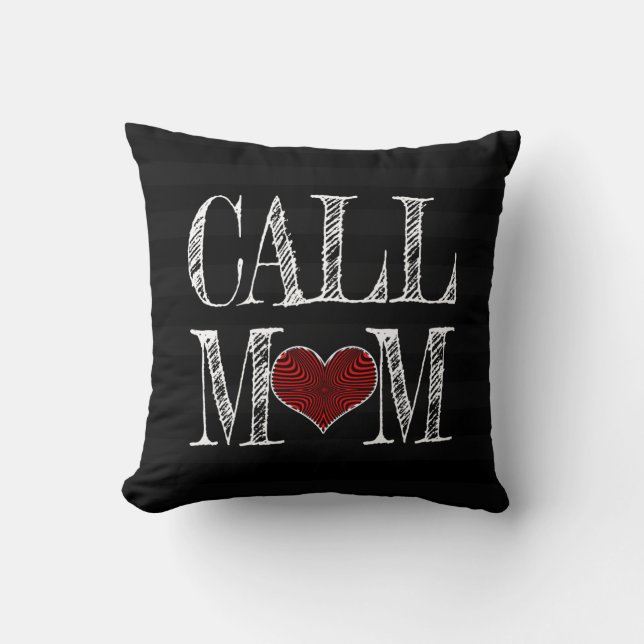 CALL MOM REMINDER (Stripes) Throw Pillow (Front)