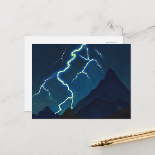 Call of the Heaven, Lightning by Nicholas Roerich Postcard (Front/Back In Situ)