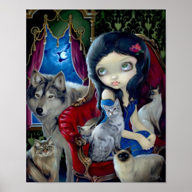 Call of the Night ART PRINT cat wolf gothic (Front)