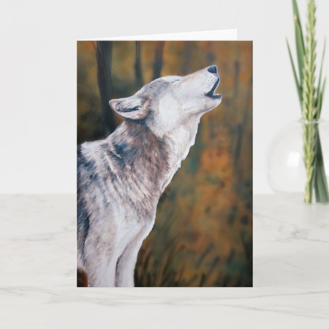 "Call of the Wild" Wolf Art Notecard (Front)