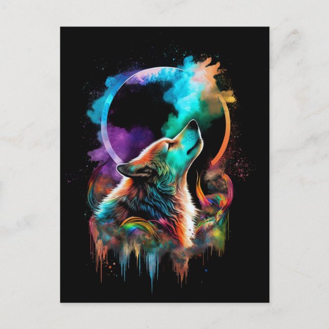 Call of the Wilderness - Rainbow Wolf Postcard (Front)