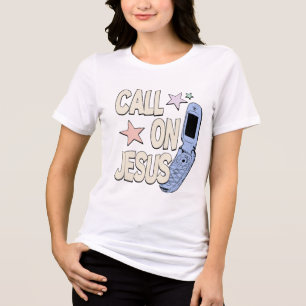 Call on Jesus – Retro Faith Design Tri-Blend Shirt