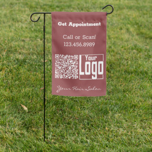 Call or Scan QR-code Your Logo Hair Salon Garden Flag