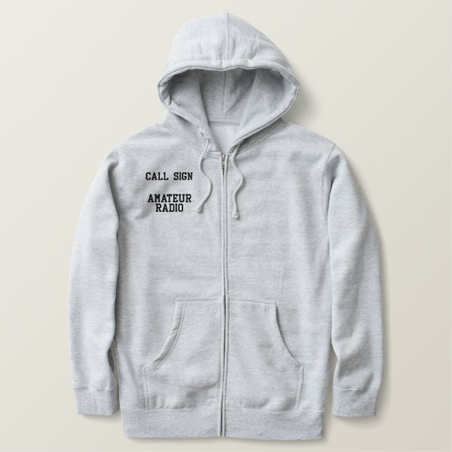 Call Sign Amateur Radio Embroidered Hoodie (Design Front)