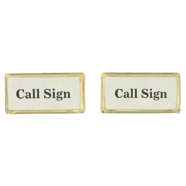 Call Sign Ham Radio Gold-plated Cuff Links (Front)