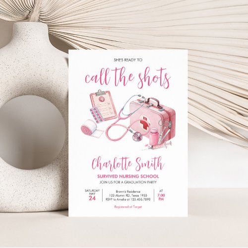 Call the Shots Nursing Graduation Party Invitation