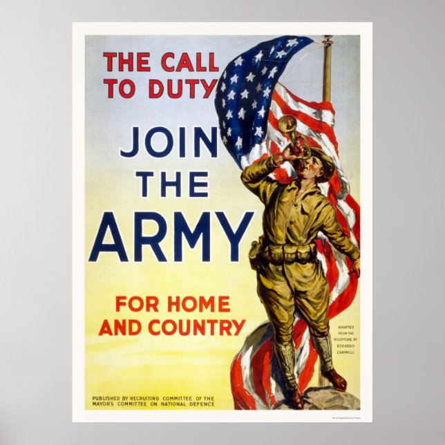 Call to Duty - Join the Army for Home and Country Poster (Front)