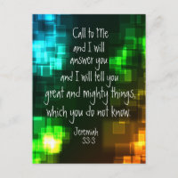 Call to Me Bible Verse Jeremiah 33:3 Postcard