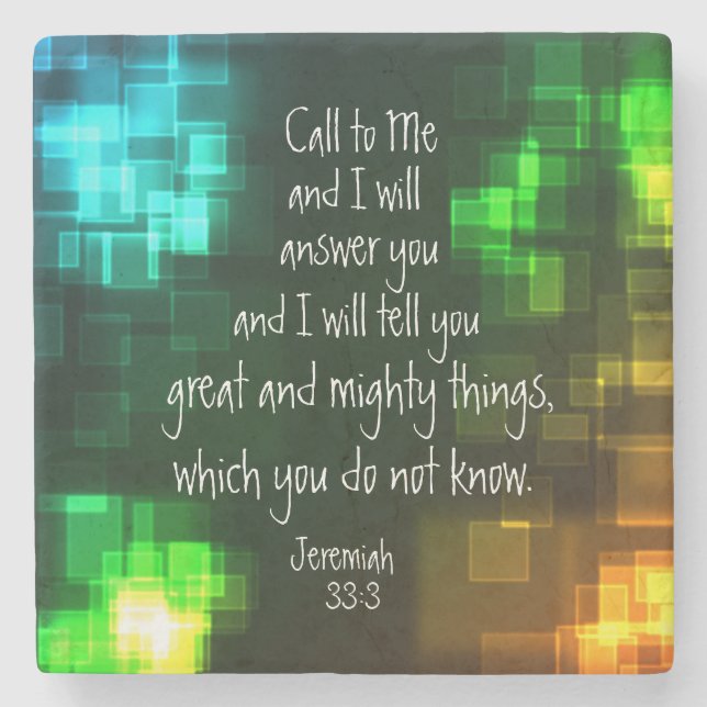 Call to Me Bible Verse Jeremiah 33:3 Stone Coaster (Front)