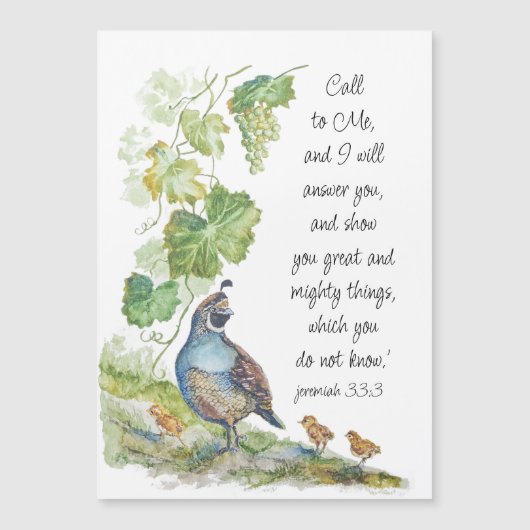 Call to Me Scripture Inspiration California Quail  (Front)