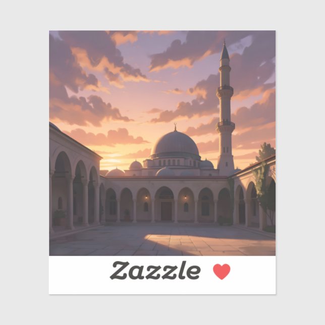 Call To Prayer – Mosque Minaret Art Square Sticker (Sheet)