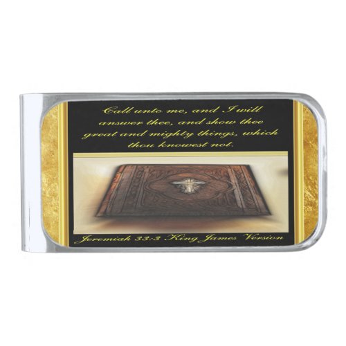 Call unto me and I will answer thee Jeremiah 333 Silver Finish Money Clip
