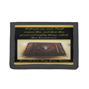 Call unto me, and I will answer thee Jeremiah 33:3 Tri-fold Wallet