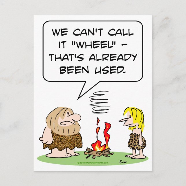 call wheel fire already used caveman postcard (Front)