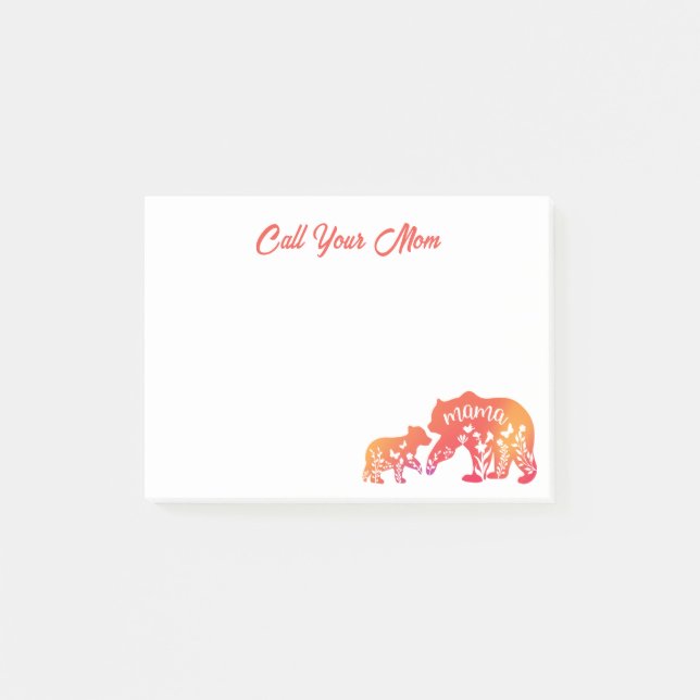 Call Your Mom Mama Bear  Post-it Notes (Front)