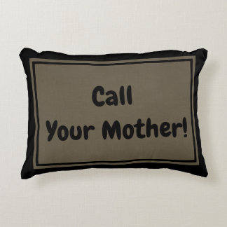 Call Your Mother!  Olive Green and Black Accent Pillow