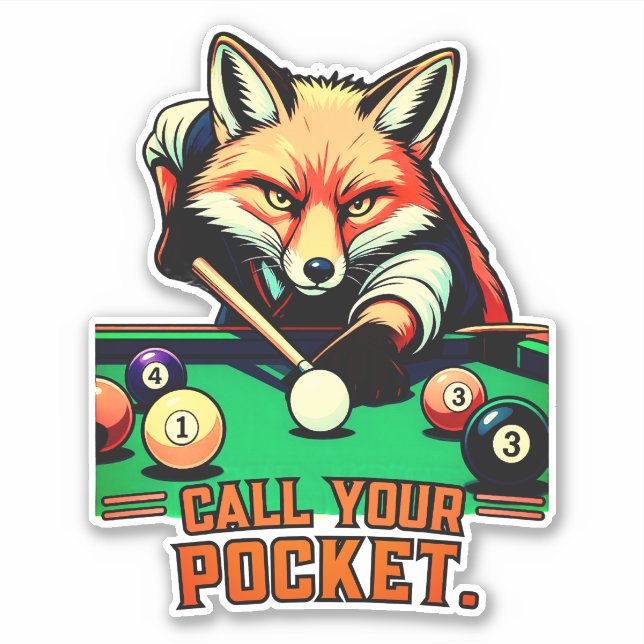 Call Your Pocket Pool Playing Fox Sticker (Front)