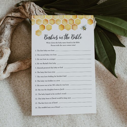 CALLA Babies In The Bible Baby Shower Game Card