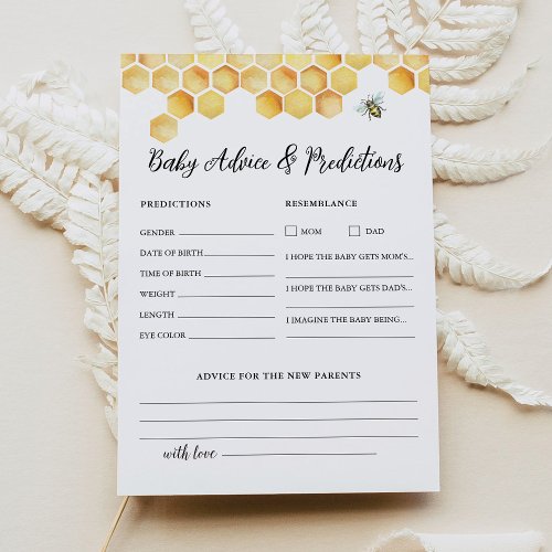 CALLA Baby Shower Advice And Predictions Card