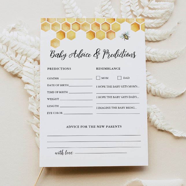 CALLA Baby Shower Advice And Predictions Card (Creator Uploaded)