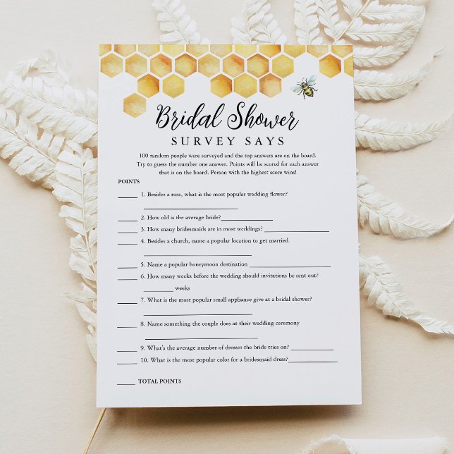 CALLA Bee Bridal Shower Survey Says Game Card (Creator Uploaded)