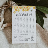 CALLA Bee Bridal Shower Word Search Game Card