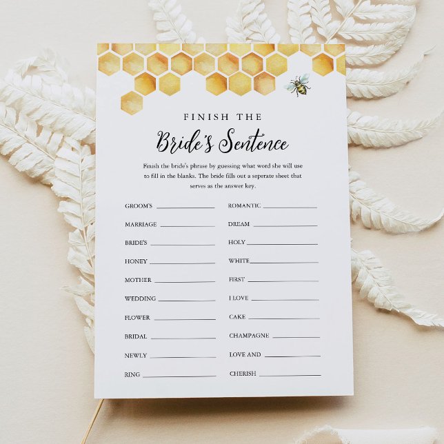 CALLA Bee Finish the Bride's Phrase Bridal Game  Invitation (Creator Uploaded)